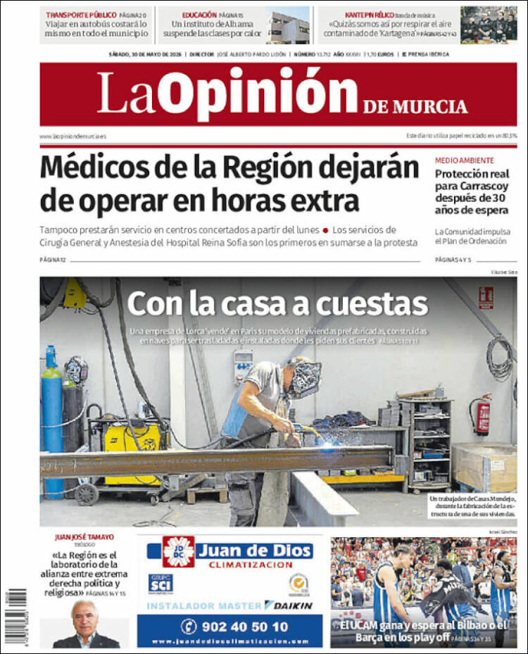 Portada de La Opinión de Murcia (Espa&ntilde;a)