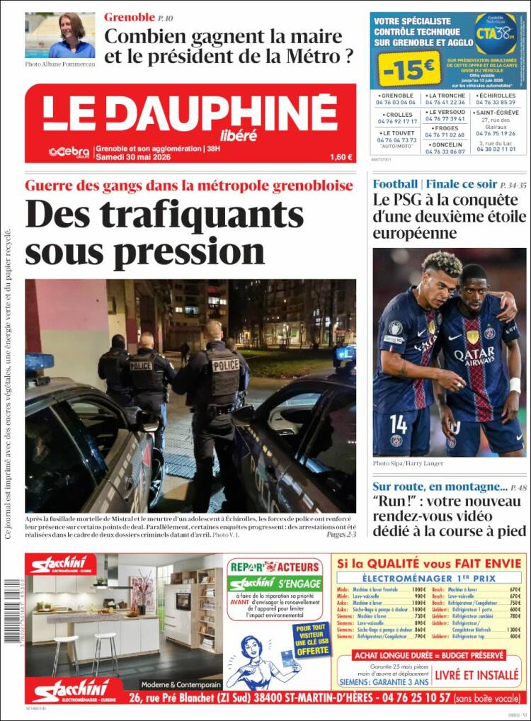 Portada de Le Dauphiné Libéré (Francia)