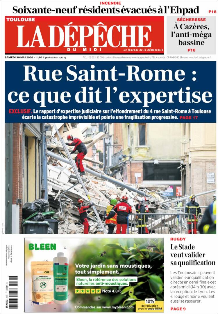 Portada de La Dépêche du Midi (Francia)