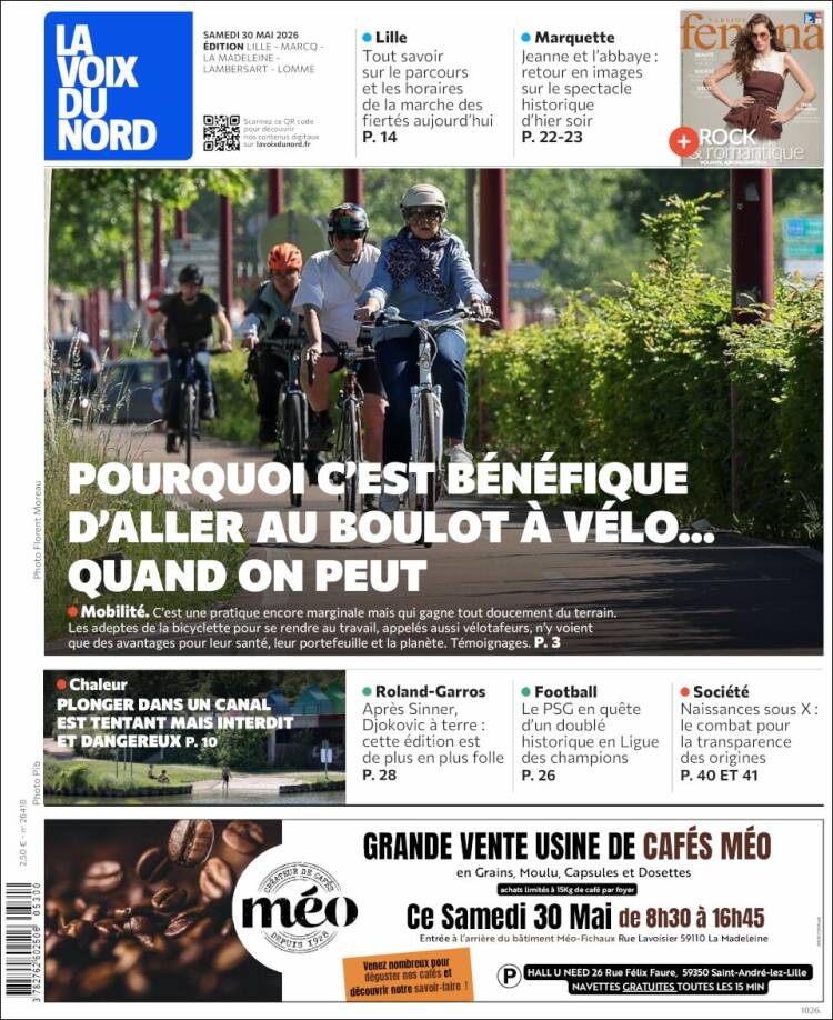 Portada de La Voix du Nord (Francia)