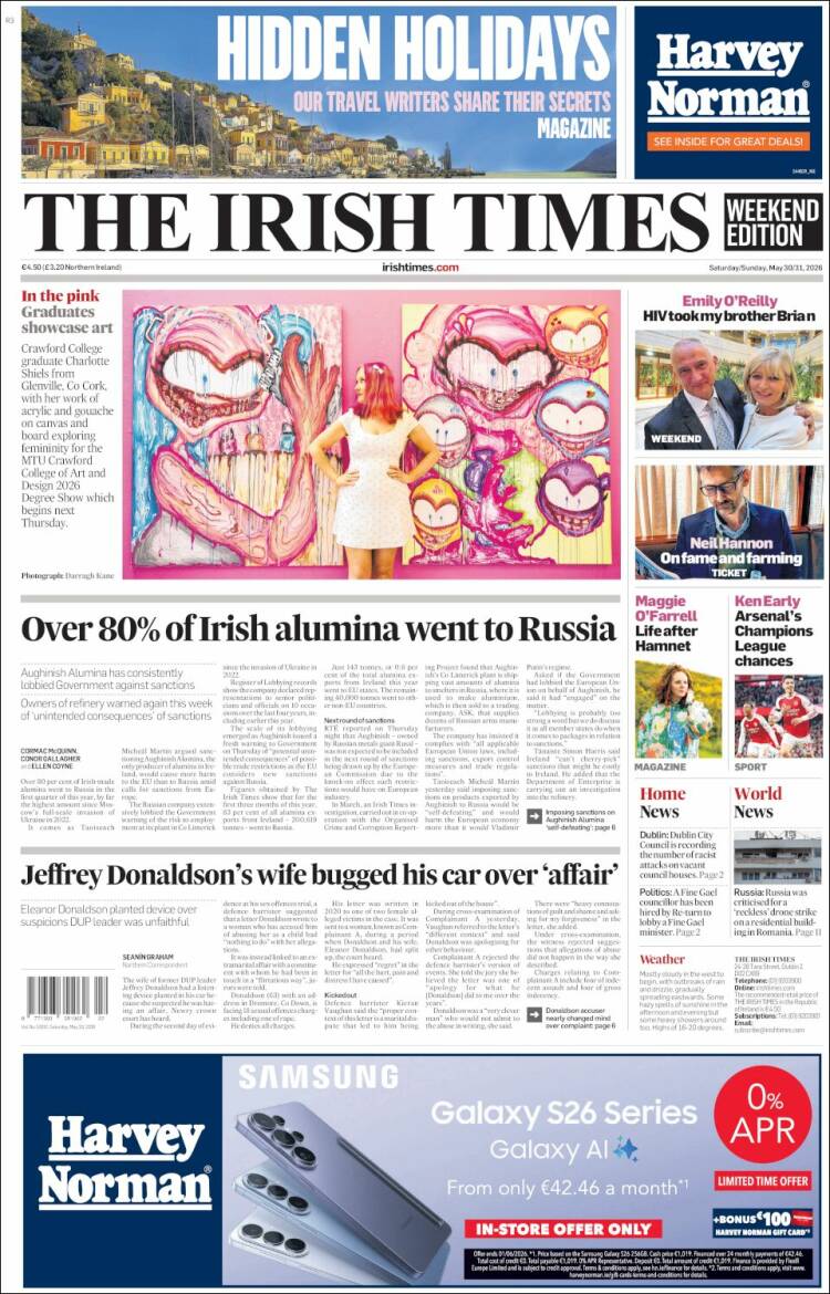 Portada de Irish Times (Irlanda)