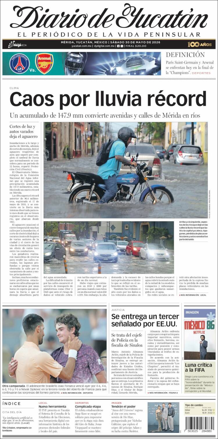 Portada de Diario de Yucatán (M&eacute;xico)