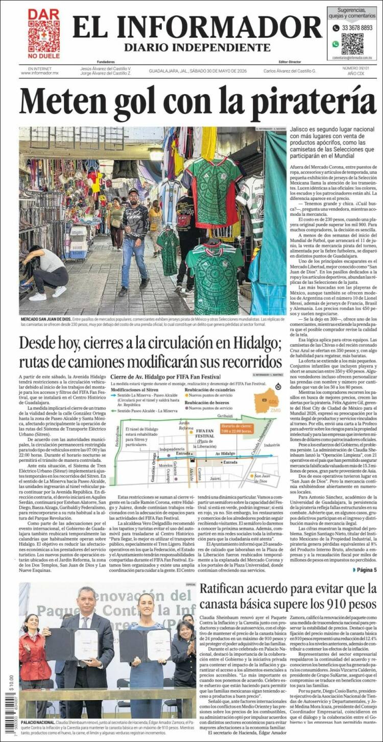 Portada de El Informador (M&eacute;xico)