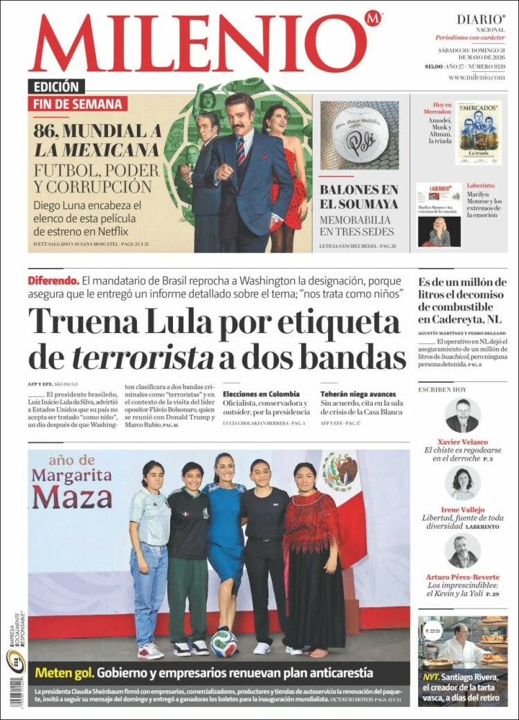 Portada de Milenio (M&eacute;xico)