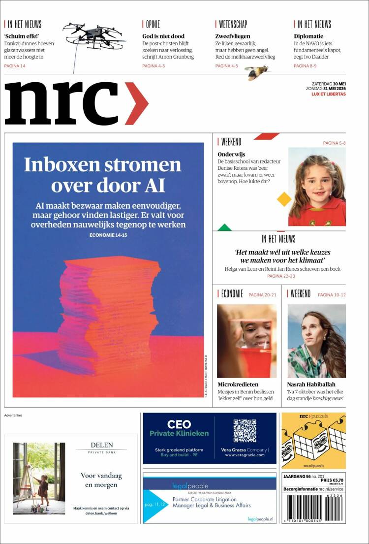 Portada de NRC Handelsblad (Pa&iacute;ses Bajos)