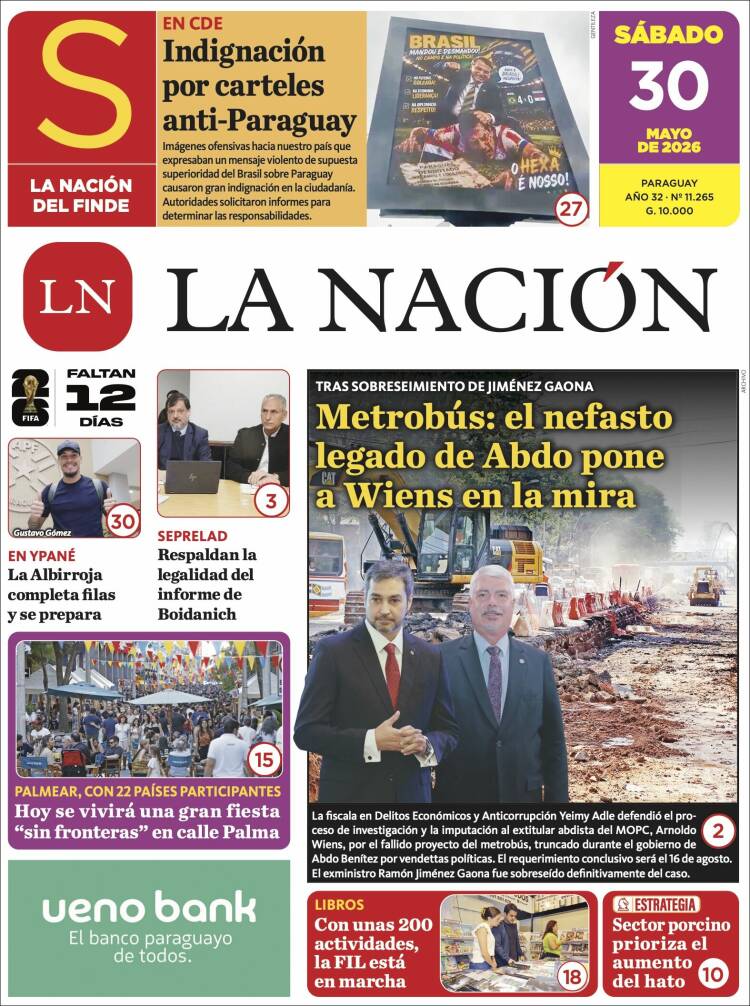 Portada de La Nación (Paraguay)