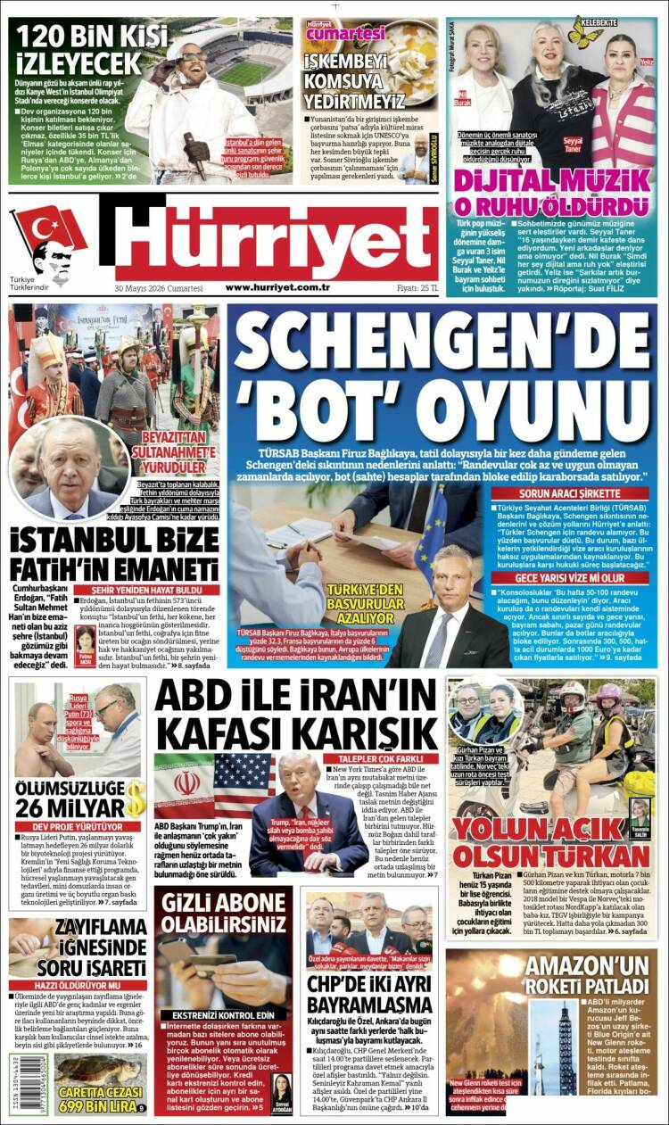 Portada de Hürriyet (Turqu&iacute;a)