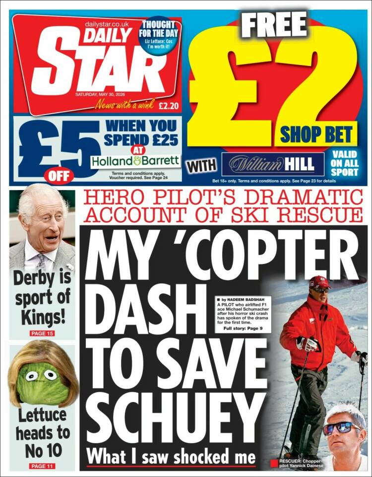 Portada de Daily Star (Reino Unido)