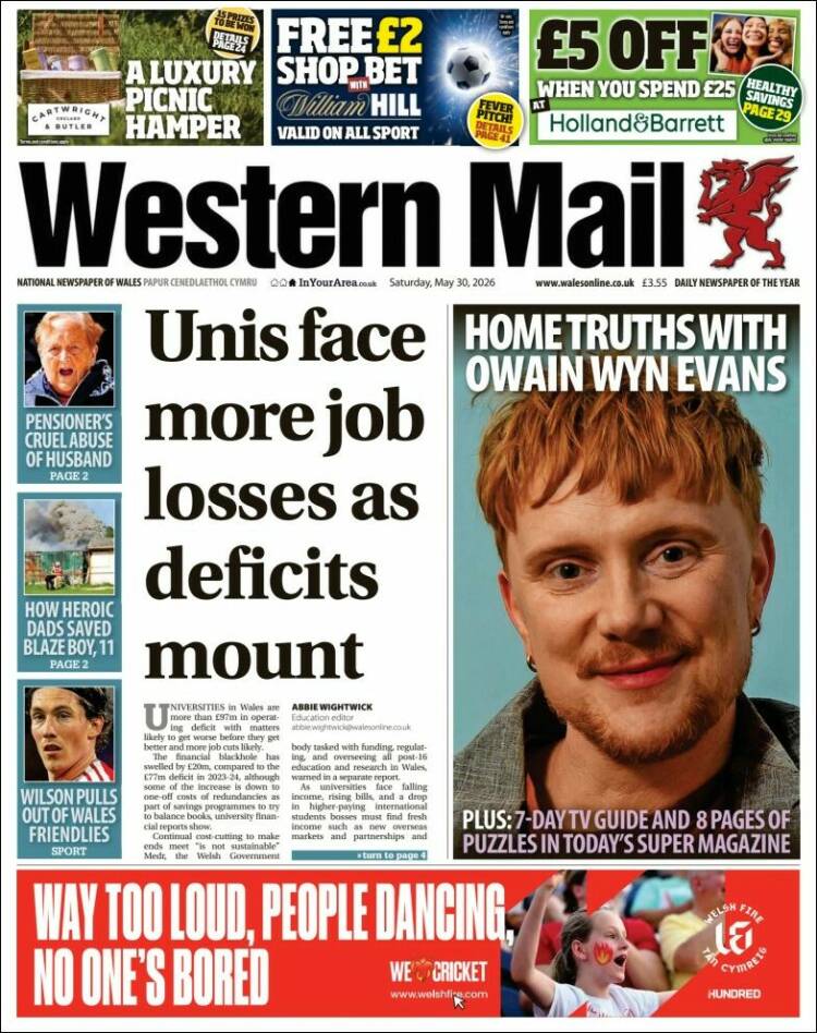 Portada de Western Mail (Reino Unido)
