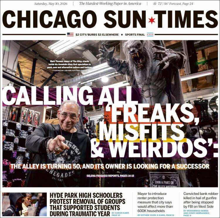 Portada de Chicago Sun-Times (USA)