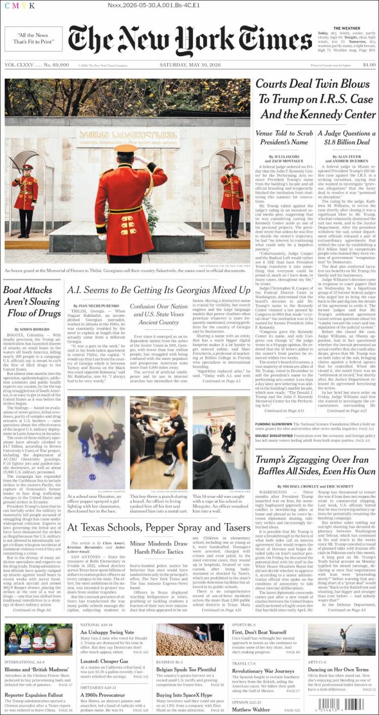 Portada de New York Times (USA)