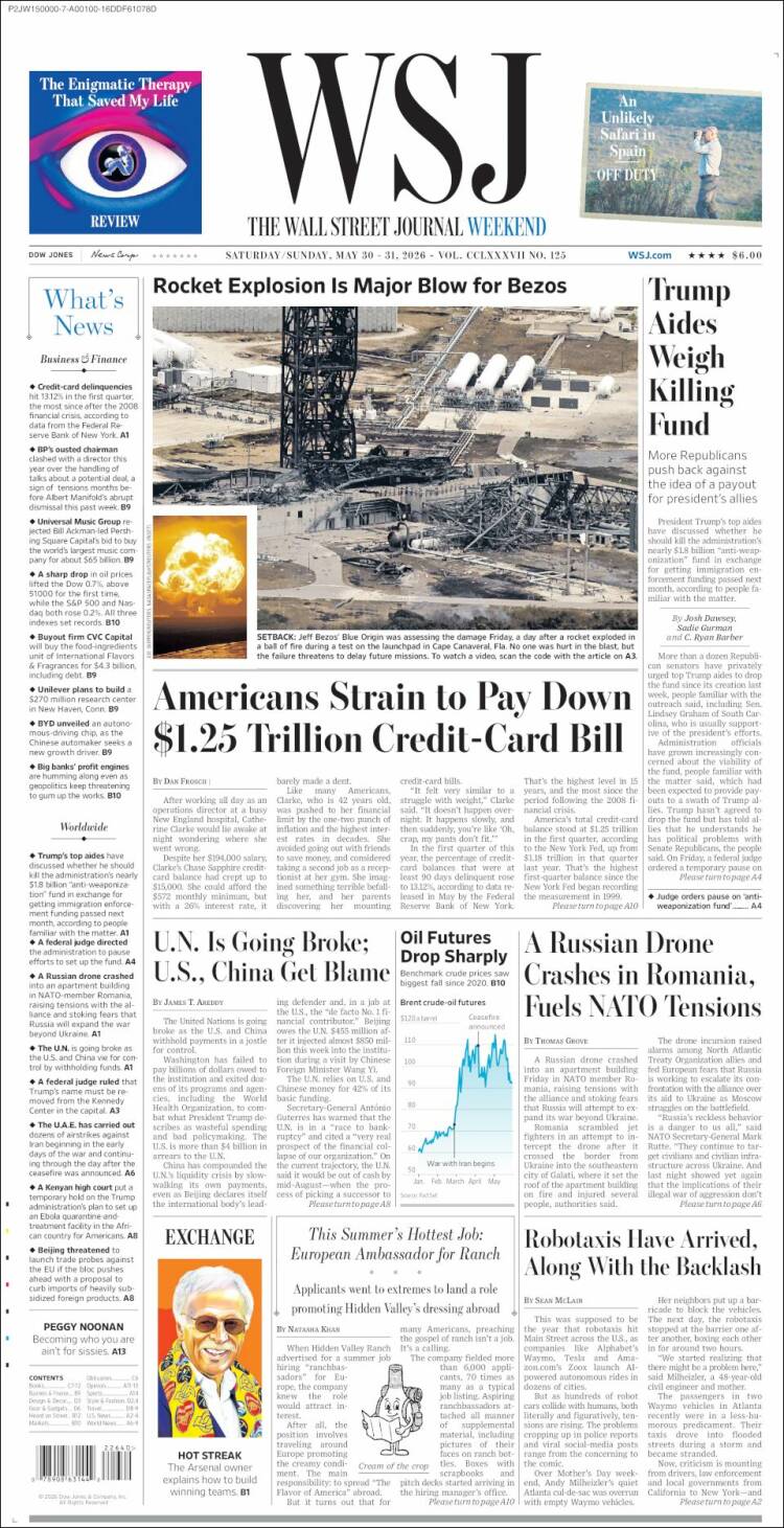 Portada de Wall Street Journal (USA)