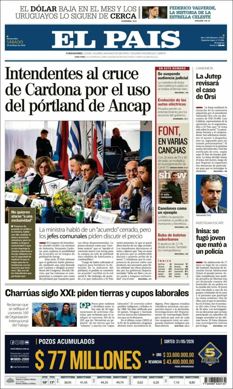 Portada de El País (Uruguay)