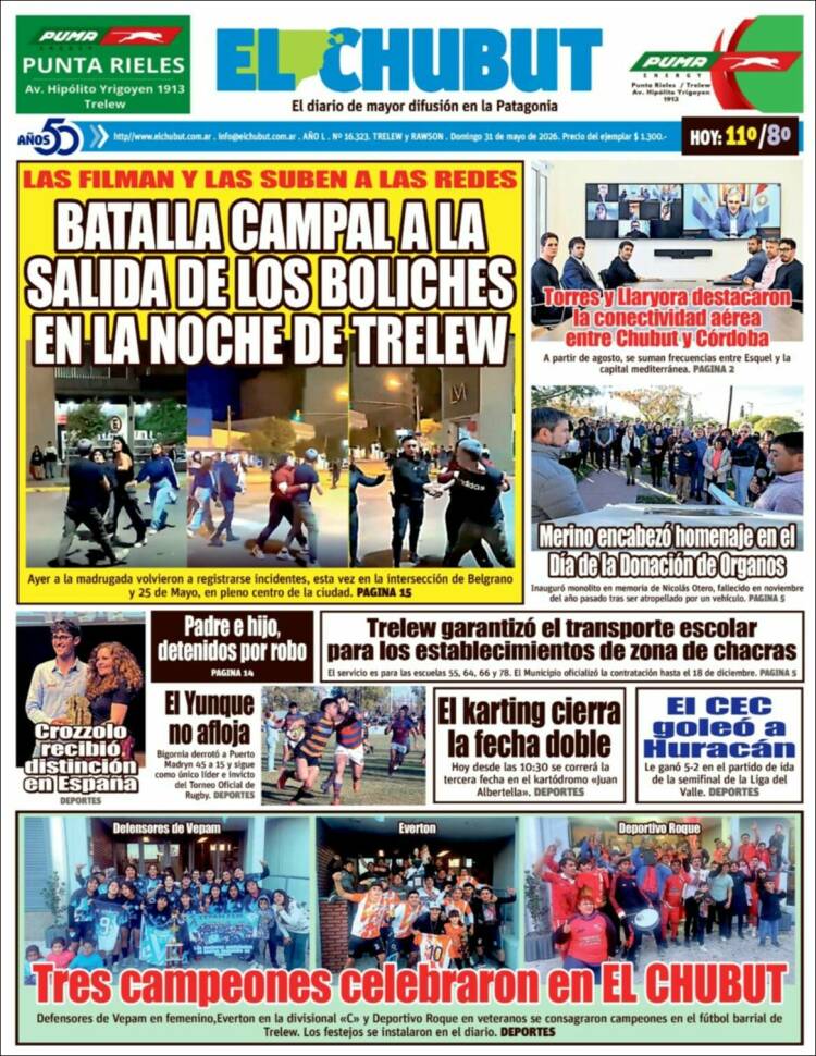 Portada de El Chubut (Argentina)