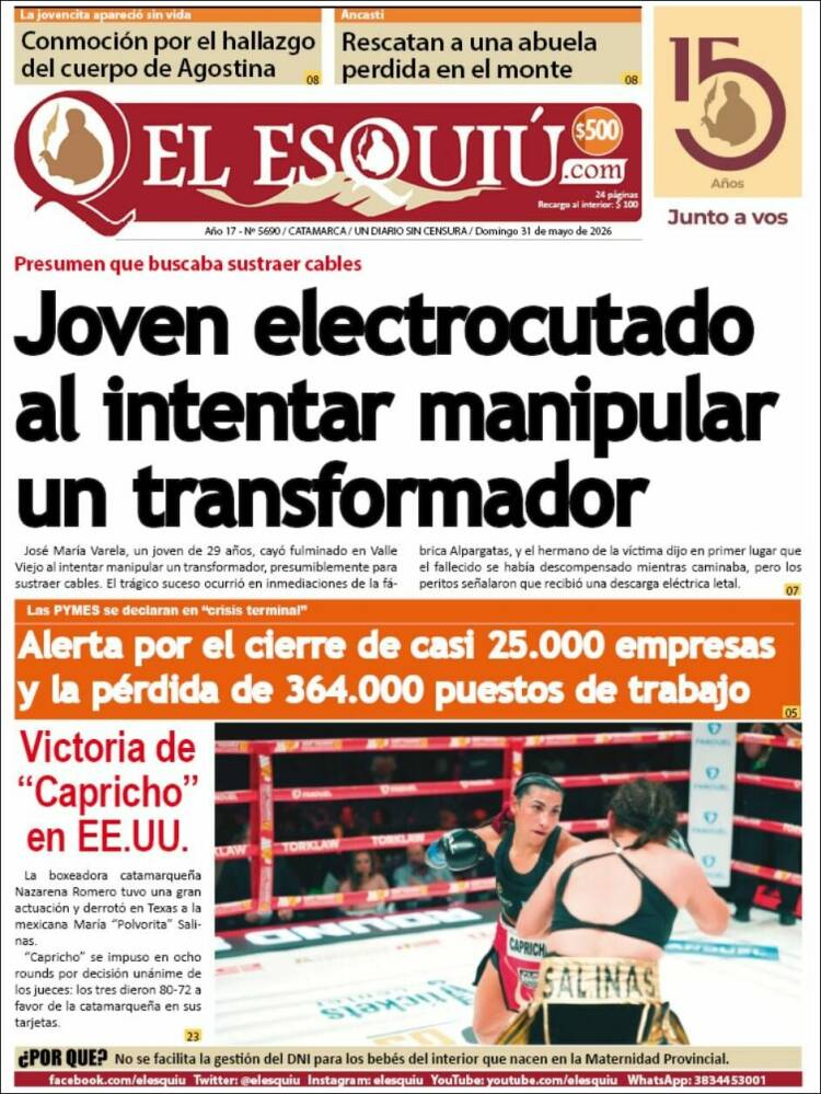Portada de El Esquiu (Argentina)