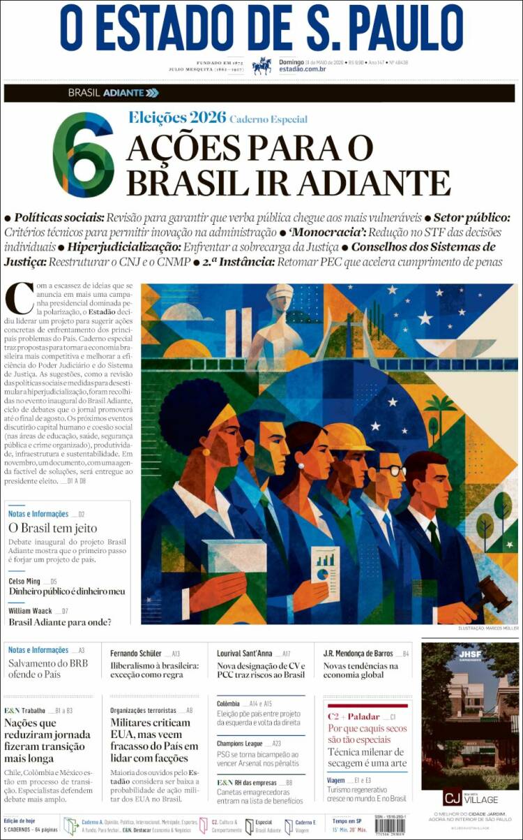 Portada de O Estado de São Paulo (Brasil)