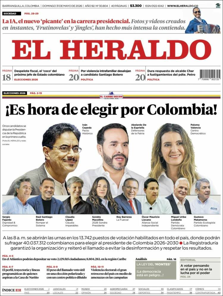 Portada de El Heraldo (Colombia)