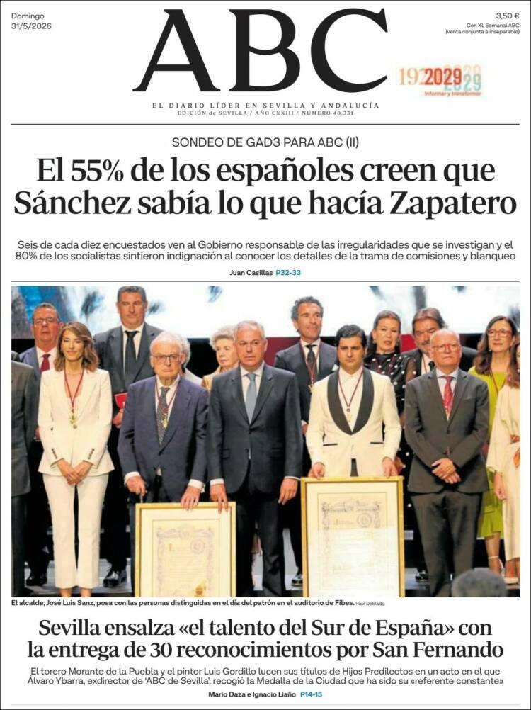 Portada de ABC - Sevilla (Espa&ntilde;a)