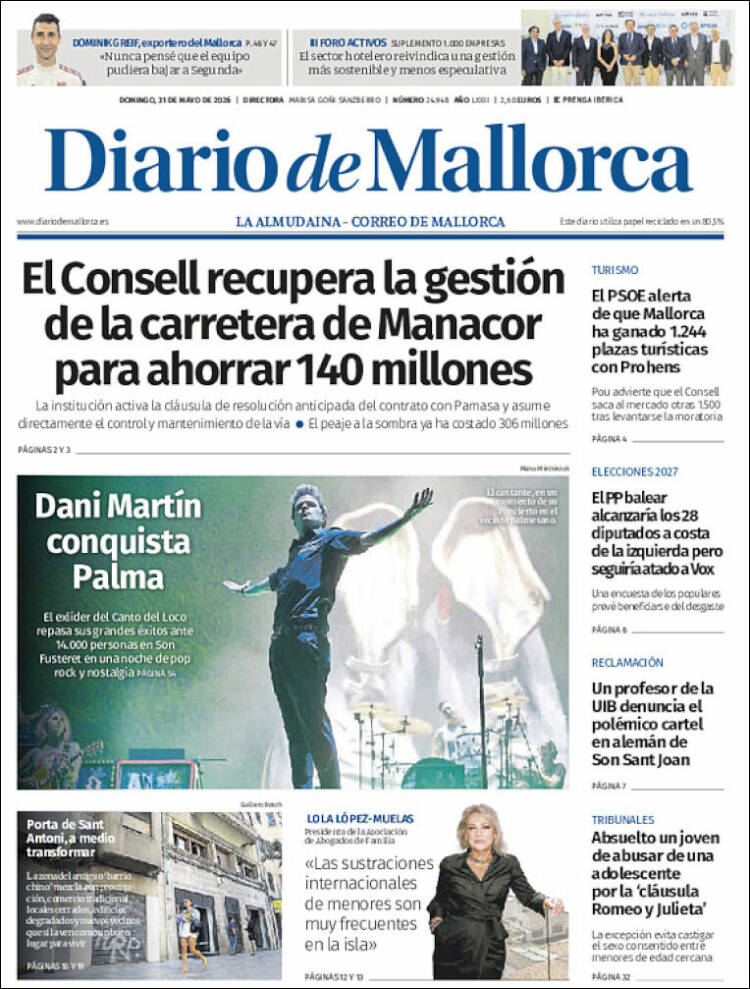 Portada de Diario de Mallorca (Espa&ntilde;a)