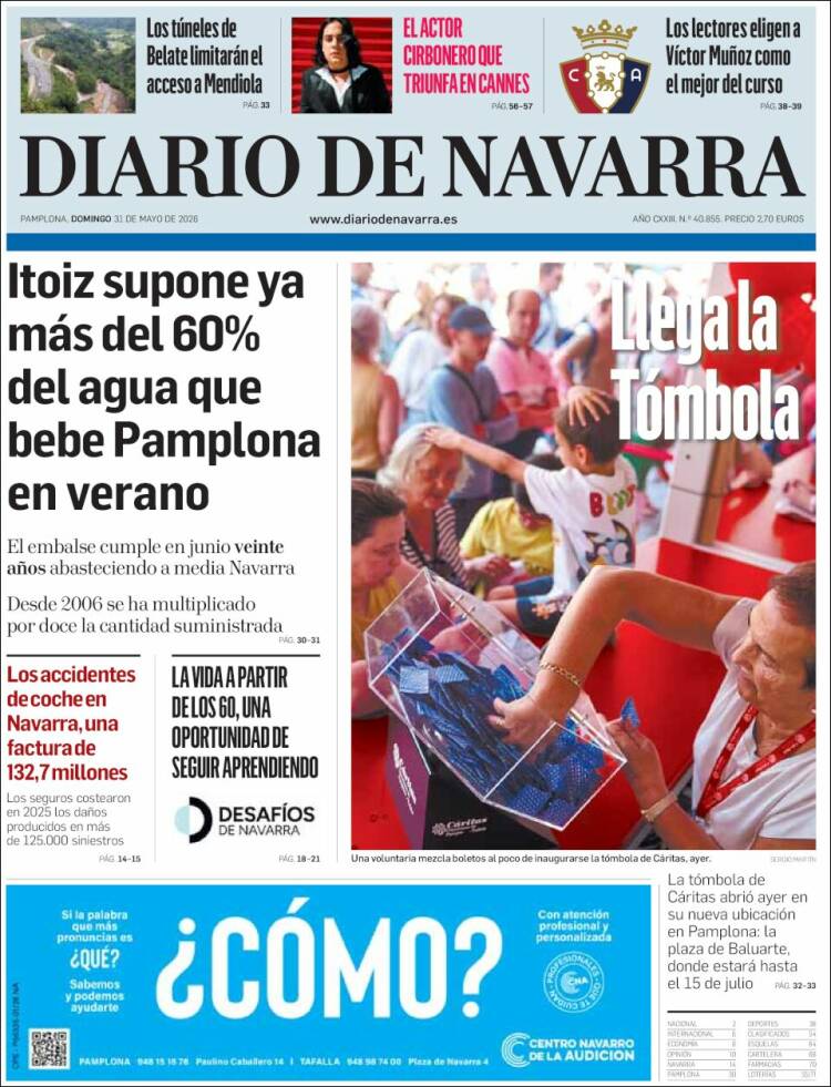 Portada de Diario de Navarra (Espa&ntilde;a)