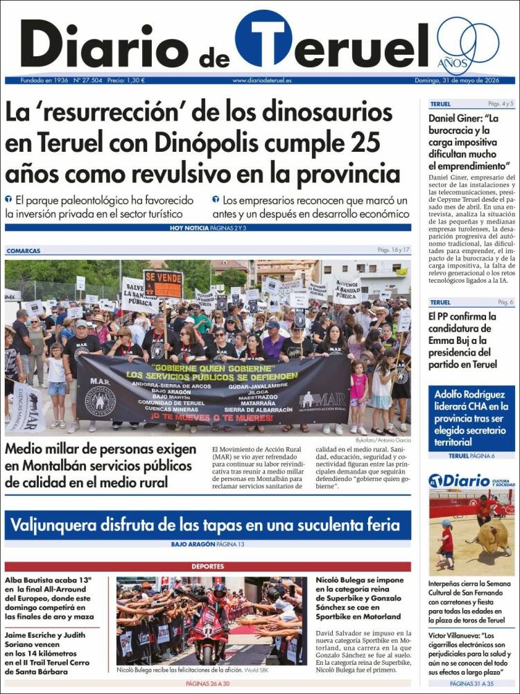 Portada de Diario de Teruel (Espa&ntilde;a)