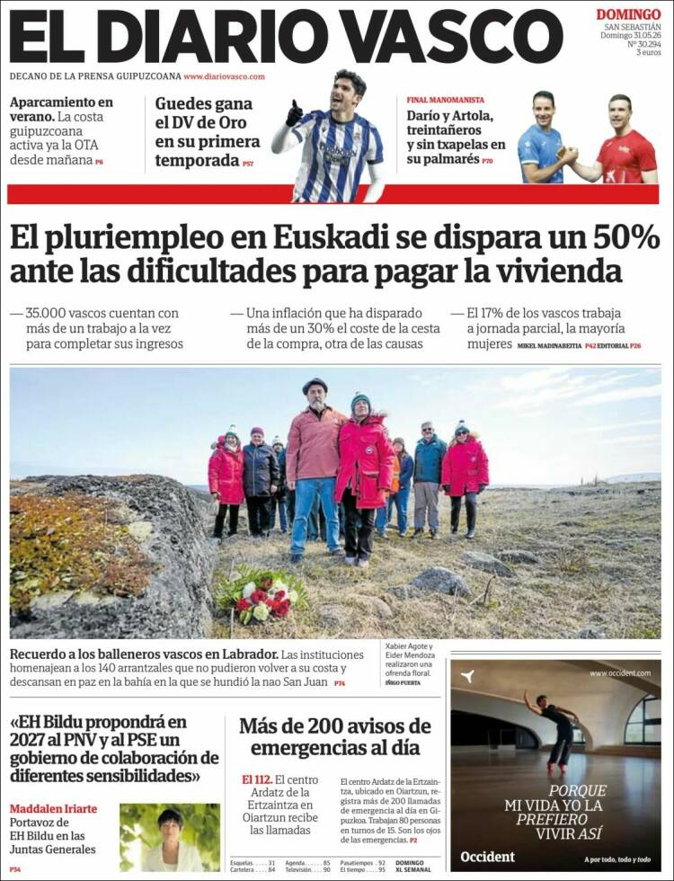 Portada de Diario Vasco (Espa&ntilde;a)