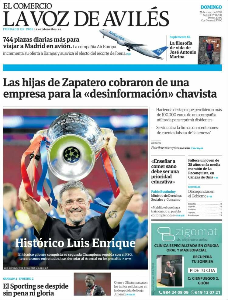 Portada de El Comercio - Avilés (Espa&ntilde;a)
