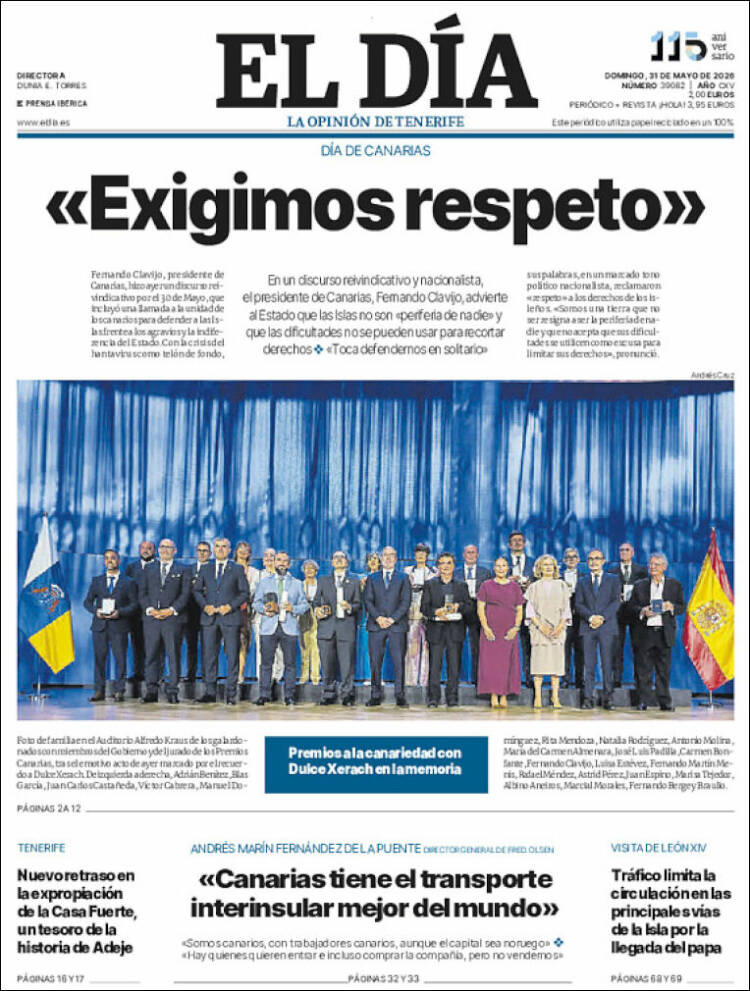Portada de El Día (Espa&ntilde;a)