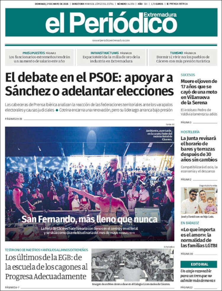 Portada de El Periódico de Extremadura (Espa&ntilde;a)