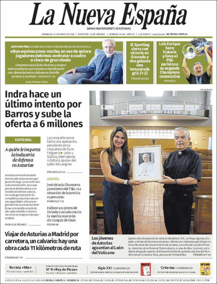 Portada de La Nueva España (Espa&ntilde;a)