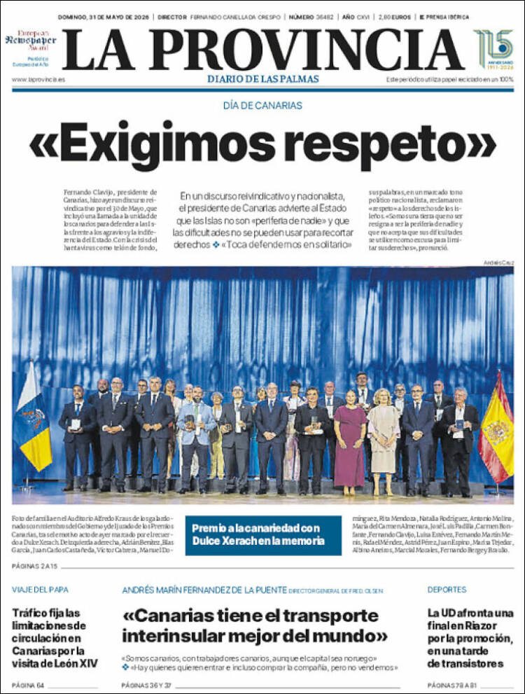 Portada de La Provincia (Espa&ntilde;a)