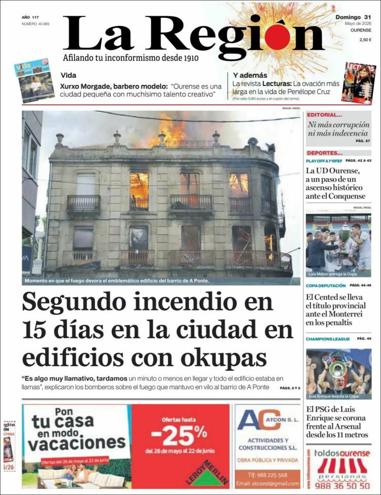 Portada de La Región de Ourense (Espa&ntilde;a)
