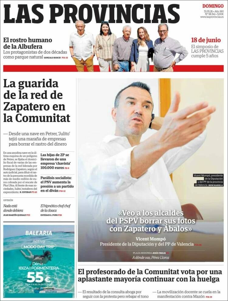 Portada de Las Provincias (Espa&ntilde;a)