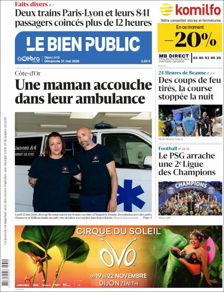 Portada de Le Bien Public (Francia)