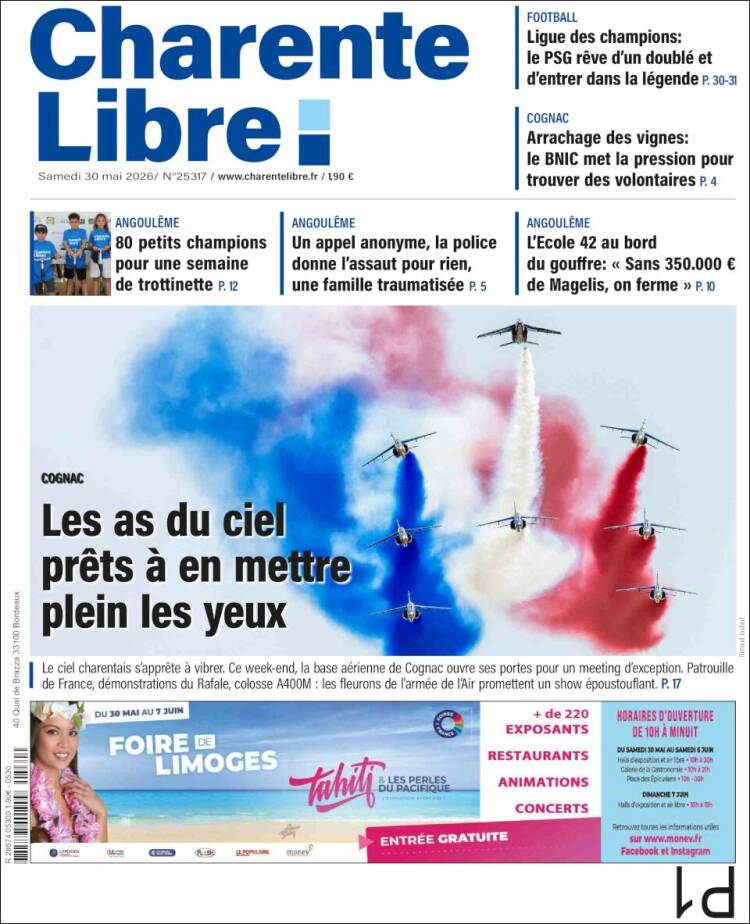 Portada de Charente Libre (Francia)