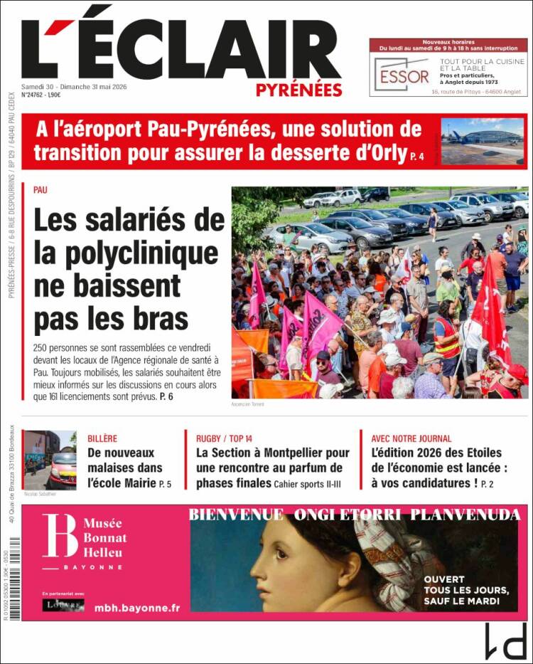 Portada de L'Eclair des Pyrénées (Francia)