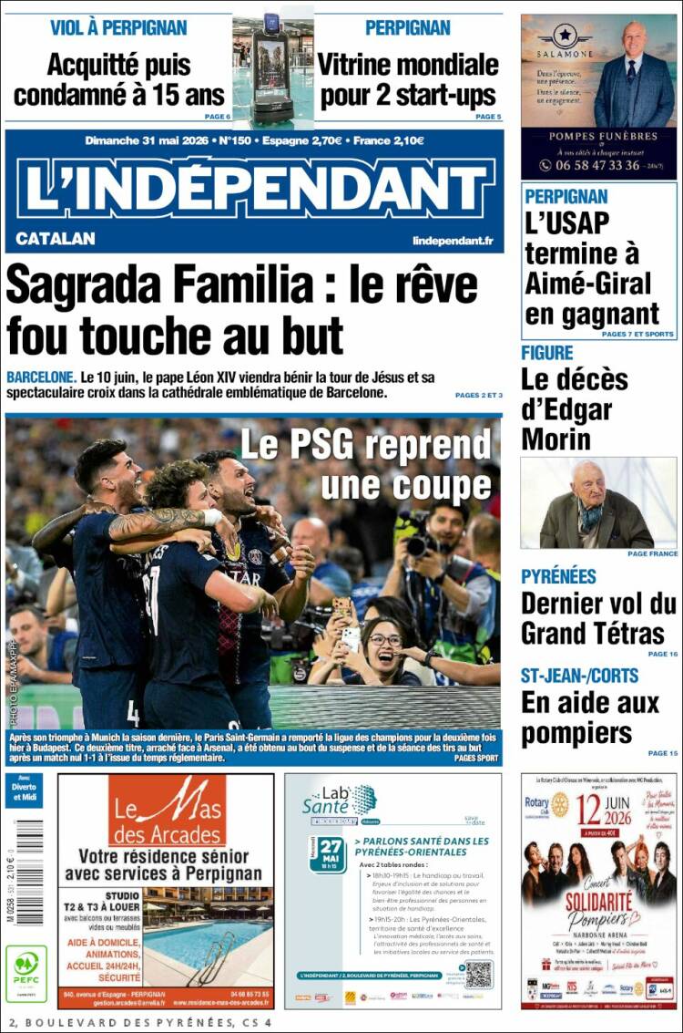 Portada de Le Indépendant (Francia)