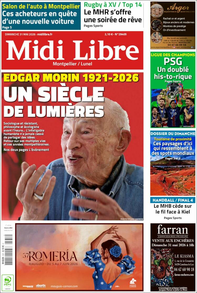 Portada de Midi Libre (Francia)