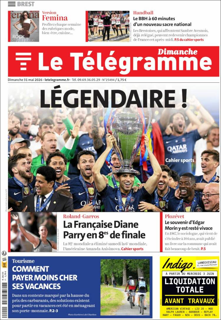 Portada de Télégramme (Francia)
