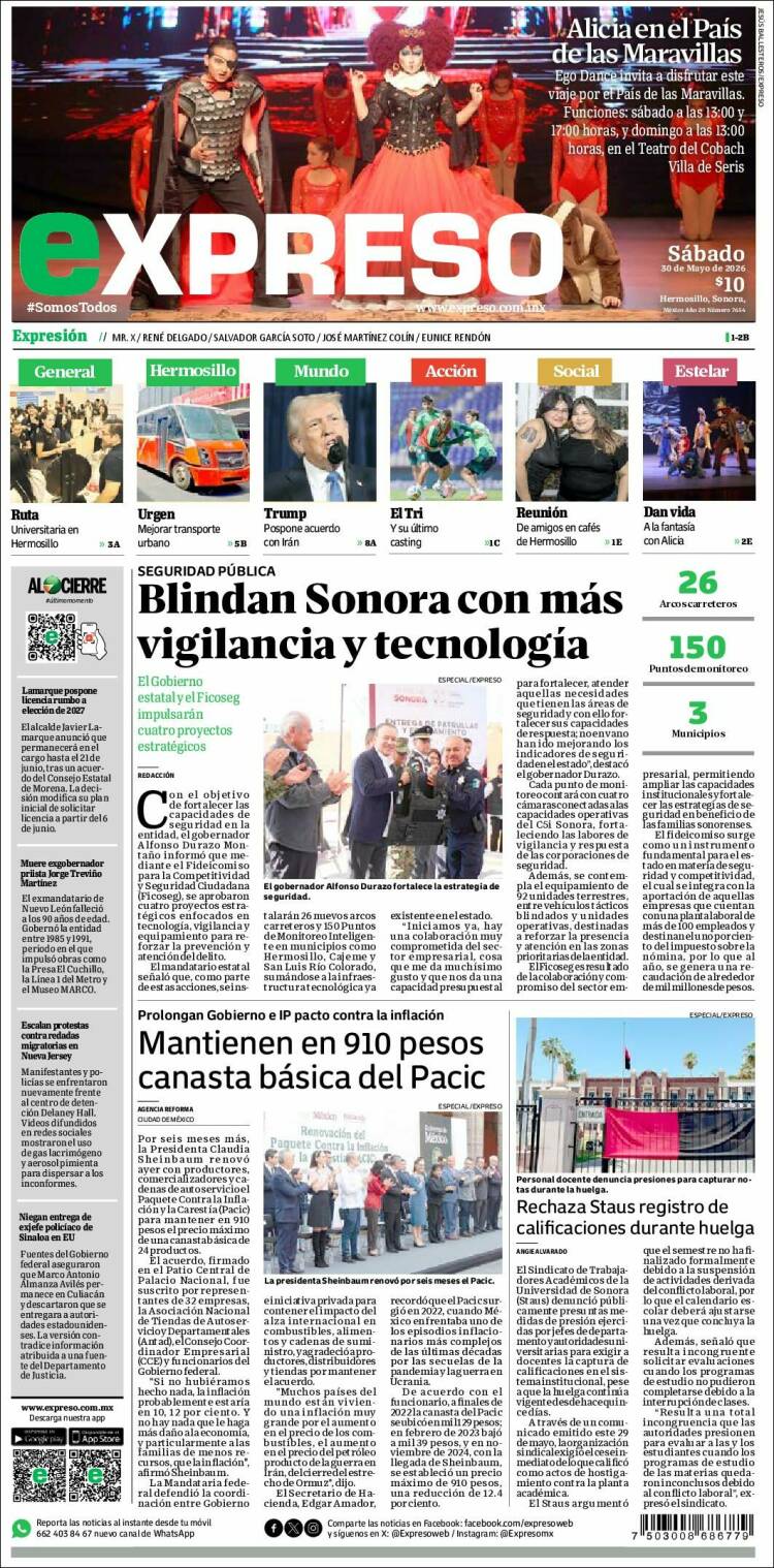 Portada de Expreso (M&eacute;xico)