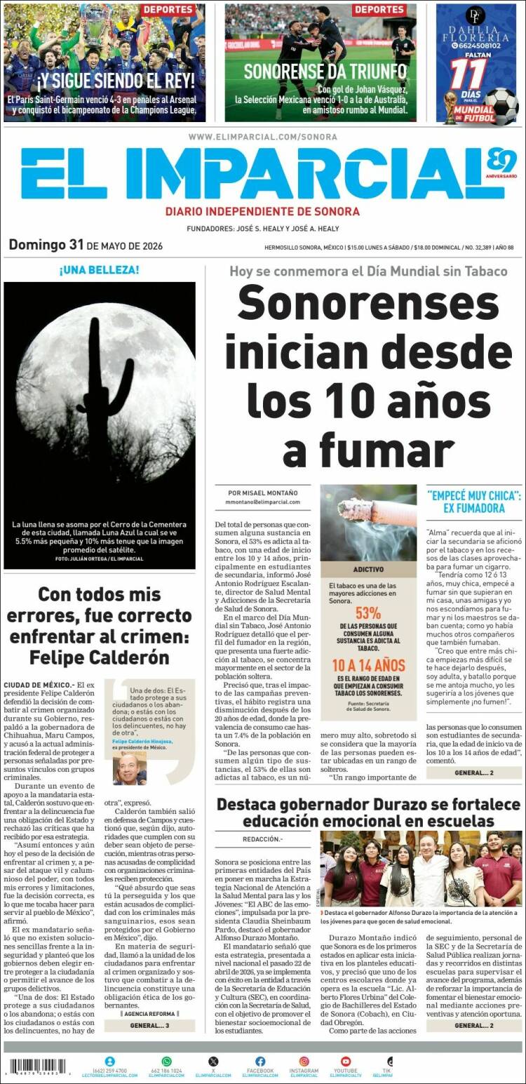 Portada de El Imparcial (M&eacute;xico)