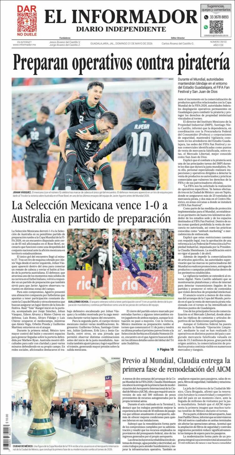 Portada de El Informador (M&eacute;xico)