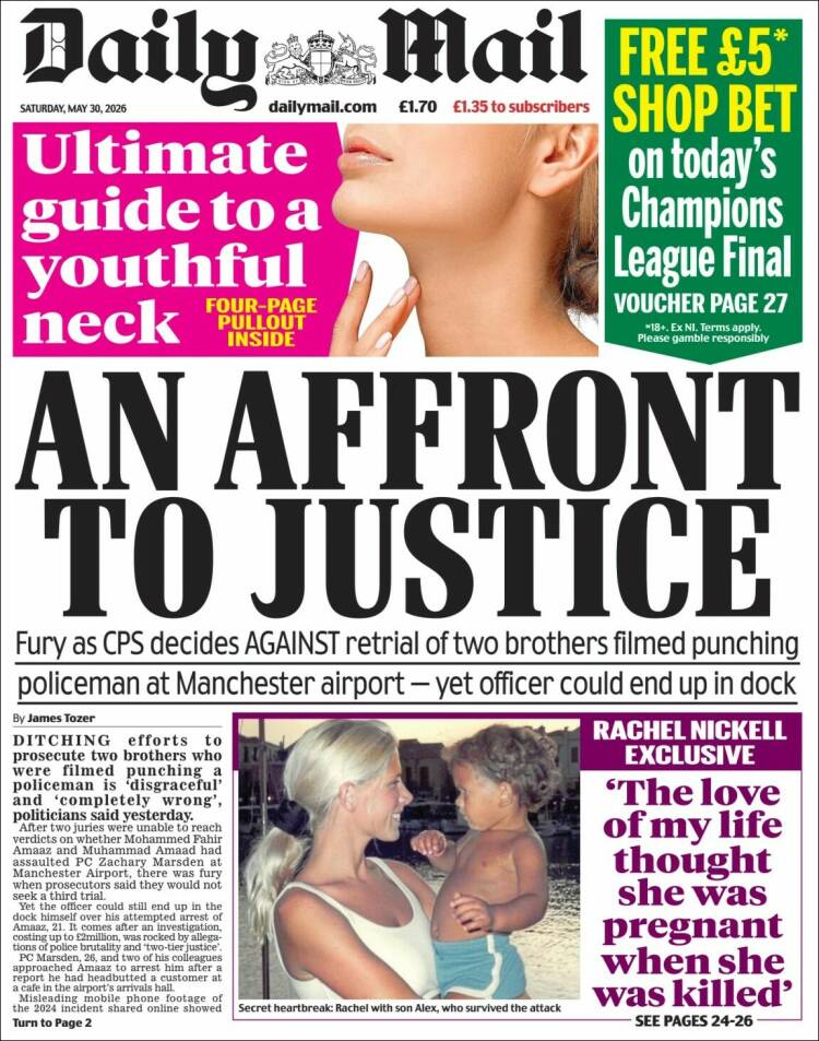 Portada de Daily Mail (Reino Unido)
