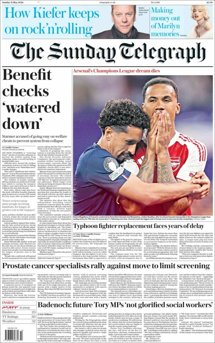 Portada de Daily Telegraph (Reino Unido)