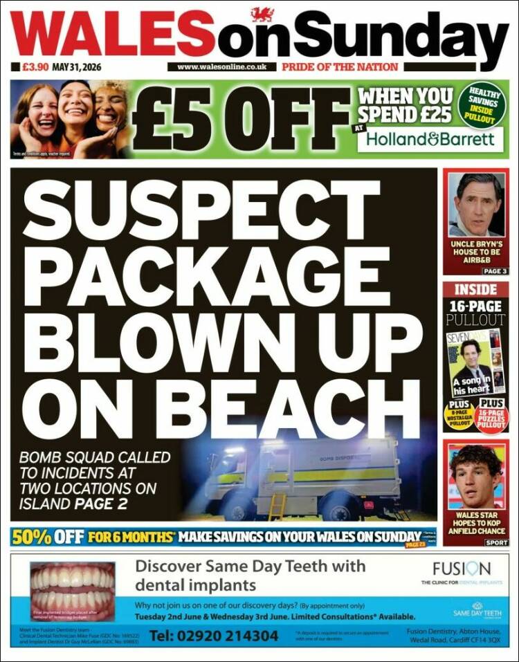 Portada de Western Mail (Reino Unido)