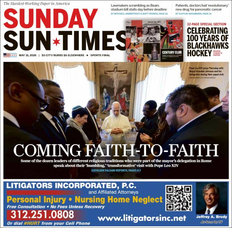 Portada de Chicago Sun-Times (USA)