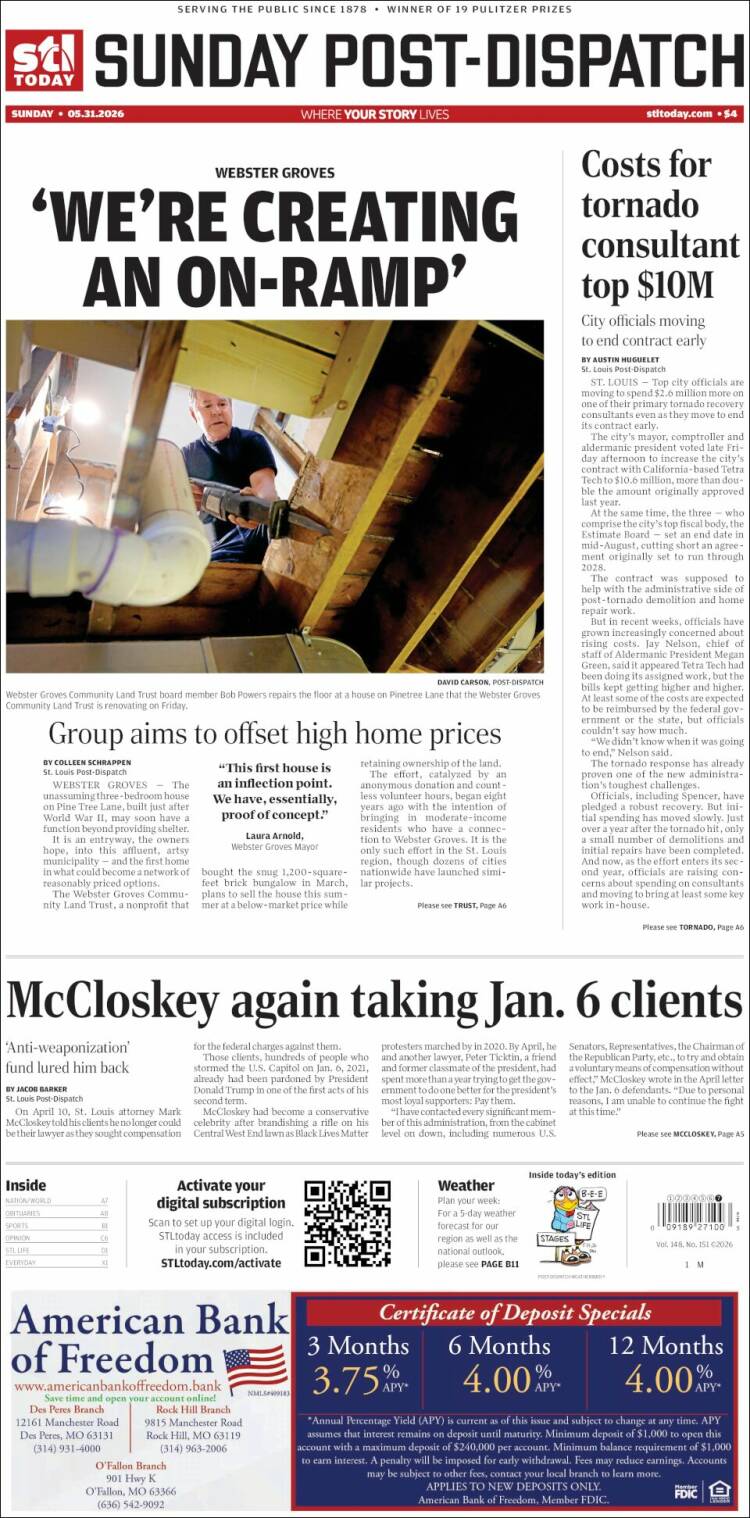 Portada de St. Louis Post-Dispatch (USA)