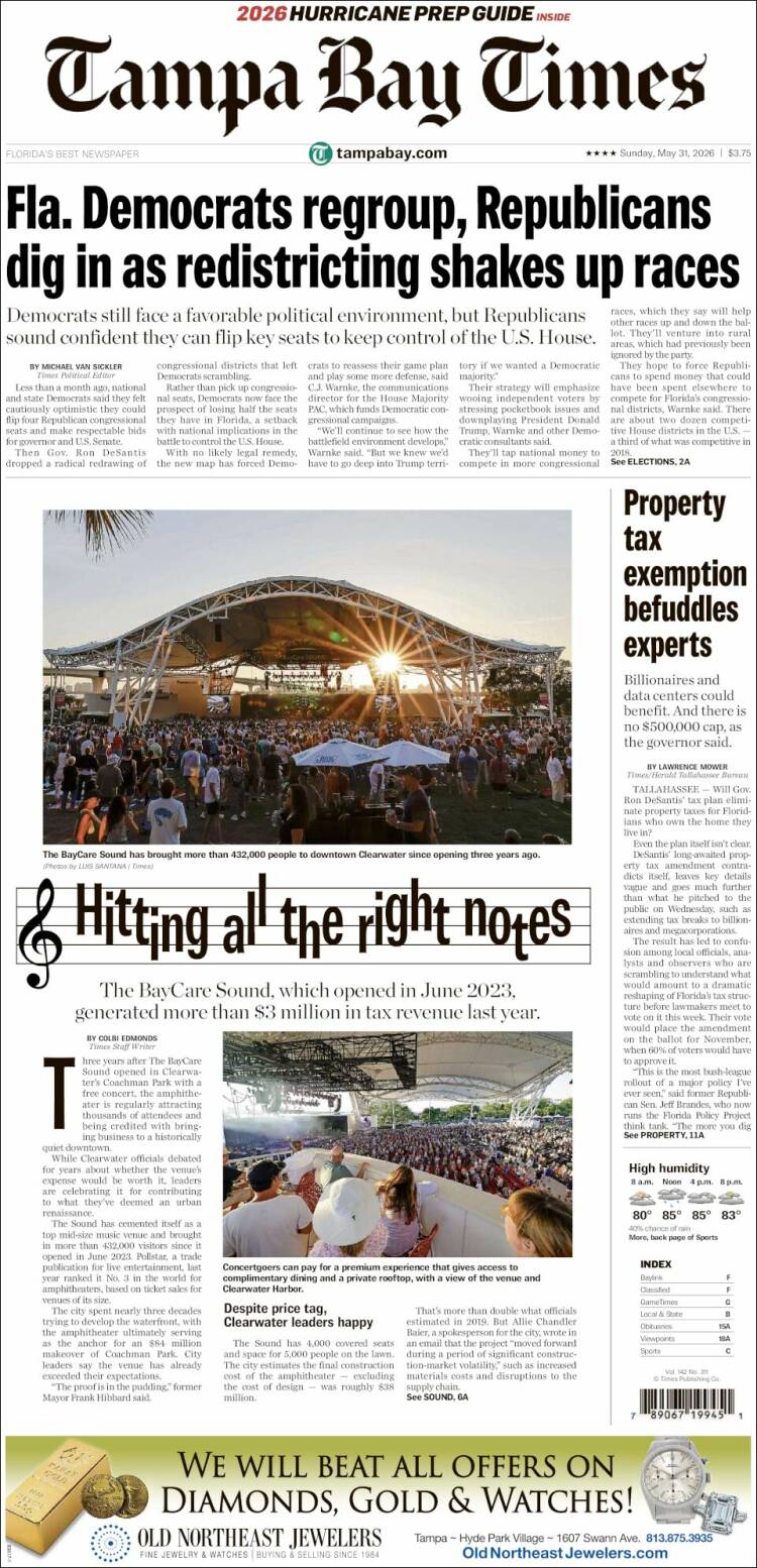 Portada de Tampa Bay Times (USA)