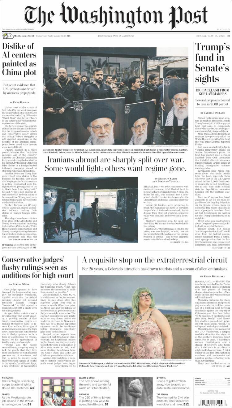 Portada de The Washington Post (USA)