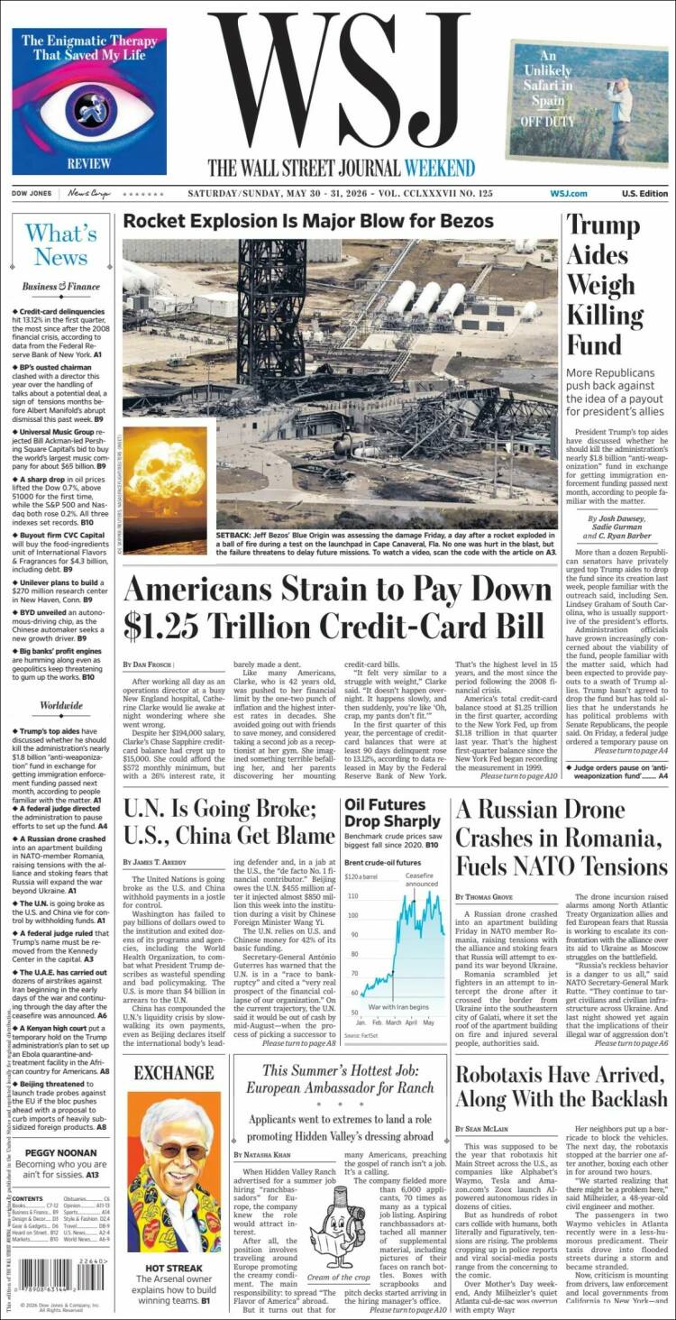 Portada de Wall Street Journal (USA)